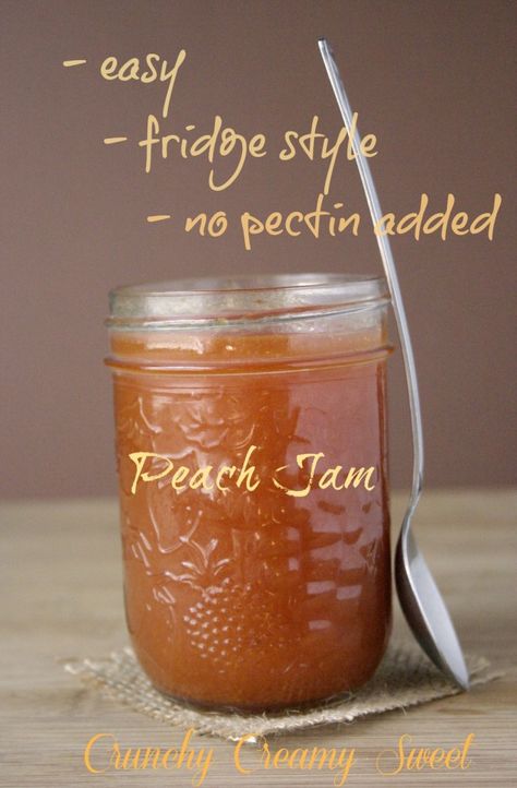 Peach Jam (fridge style) Summer in a jar! Perfect way to enjoy bruised or over-ripe peaches. No pectin added. Easy & delicious! Food Preserving, Canning Food, Freezer Jam, Peach Jam, Jam And Jelly, Peach Recipe, Homemade Jam, Jams & Jellies, Jam Recipes