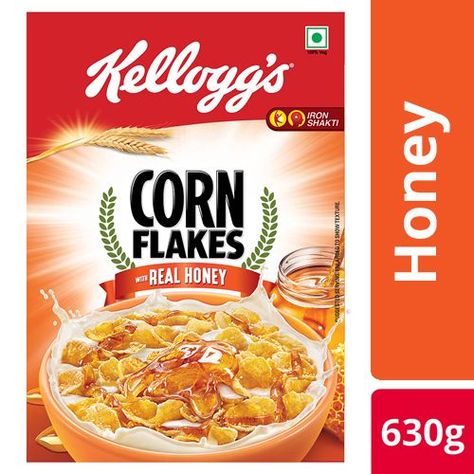 Buy Kelloggs Corn Flakes - Honey Crunch 630 gm Carton Online at Best Price. - bigbasket Honey Crunch, Corn Flakes Cereal, Wholesome Breakfast, Kellogg's Corn Flakes, Honey Breakfast, Family Nutrition, Plant Corner, Bistro Food, Health Drinks