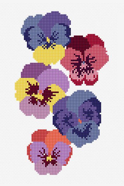 This cross stitch design includes a variety of pretty DMC Six-Strand Embroidery Floss, from pastel purples to dreamy blue hues. Stitch this design on kitchen... Pretty Cross Stitch, Needlecraft Patterns, Free Cross Stitch Patterns, Easy Cross Stitch Patterns, Stitch Flowers, Pola Kristik, Embroidery Patterns Free, Simple Cross Stitch, Knitting And Crochet