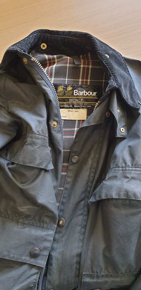 Barbour Bedale Blue "1980s" with four front pockets and two royal warrants Nice Jackets, Vintage Barbour, Barbour Bedale, Tartan Jacket, Barbour Style, Barbour Wax, Barbour Jacket, English Men, Vintage Lifestyle