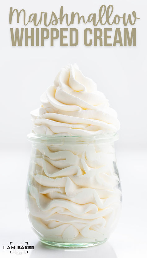 Marshmallow Whipped Cream {Cool Whip Copycat} is a light and fluffy topping that is perfect for desserts, fruits, or any dishes you would typically use storebought whipped topping like Cool Whip. With just three ingredients, you can have a delightful and sweetened whipped cream anytime you need it! Whipped Marshmallow Frosting, Homemade Vanilla Whipped Cream, Cool Whip Icing Recipe, Home Made Whipped Cream, Whipped Icing Recipes, Marshmallow Whipped Cream, Easy Impressive Dessert, Cool Whip Frosting, Homemade Marshmallow Fluff