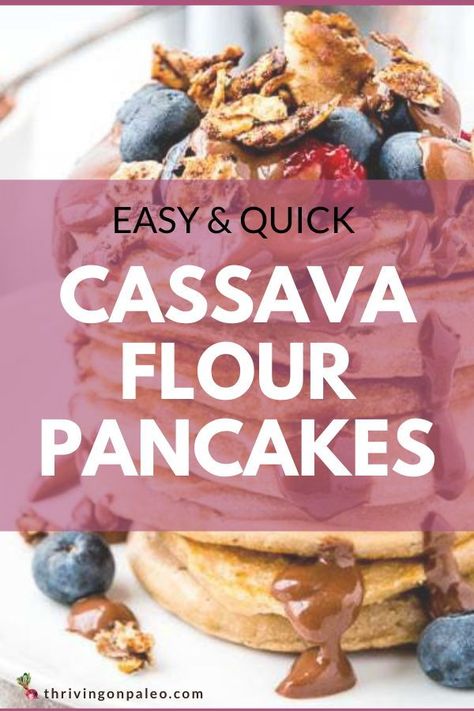 These AIP Pancakes made with cassava flour are a delicious and luxurious addition to your morning. When you're looking for that special weekend AIP breakfast treat, these whip up quickly and easily! If you find this Recipe helpful, you may really enjoy the resources in my Freebie Library! There's a “dump” freezer meal plan, a list of AIP-compliant breakfast toppings, and so much more. Plus, you'll get even more ideas sent to your inbox! Aip Breakfast Casserole, Aip Banana Pancakes, Cassava Flour Dumplings, Aip Elimination Phase Recipes, Aip Breakfast Recipes Easy, Aip Pancakes, Cassava Flour Pancakes, Aip Bread, Freezer Meal Plan