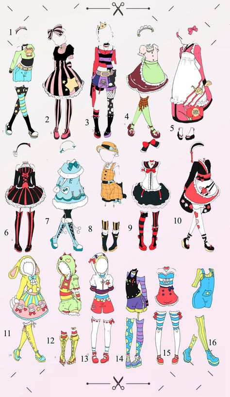 Cute Outfit batch 1 OPEN (2/16) by Toki-Doki-Adoptables Draw Clothes, Art Outfits, Drawing Anime Clothes, Fashion Design Drawings, Anime Drawings Tutorials, Fashion Design Sketches, Drawing Clothes, Cute Outfit, Drawing Challenge