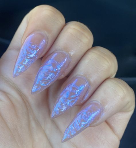 Narnia Nails, Euphoria Aesthetic Nails, Purple Iridescent Nails, Elf Nails, Euphoria Vibe, Theme Nails, Nail Inspired, Nail Aesthetics, Uñas Aesthetic