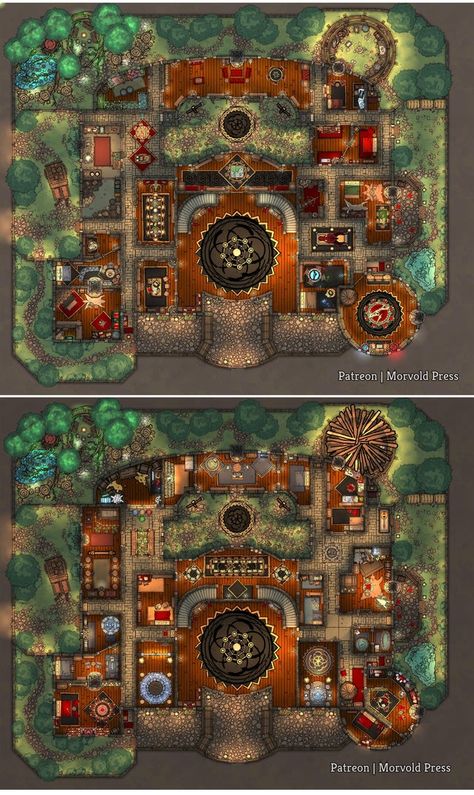 Magnificent Mansion Dnd, Mansion Rpg Map, Dnd Mansion Map, Dnd Mansion, Pathfinder Maps, Underground Dungeon, Fantasy City Map, Fantasy Map Making, Building Map