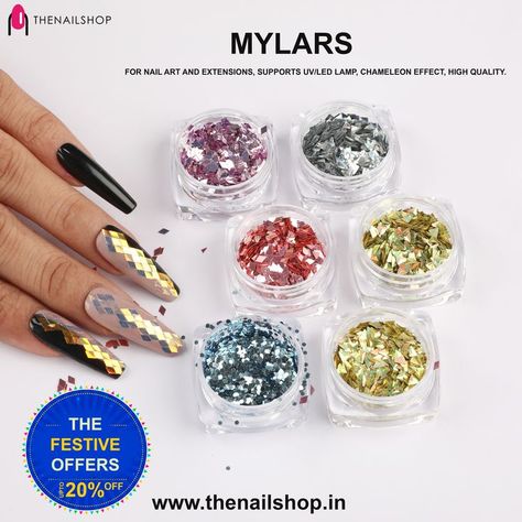 Mylar Nail Art, Mylar Nails, Flakes Nail Art, Birthday Template, Latest Trend, Nail Shapes, Art Lovers, Uv Led, Beautiful Nails