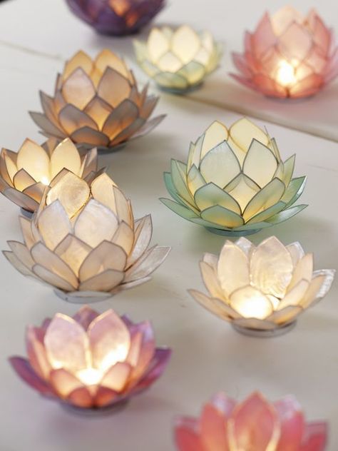 Paper Candle Holders, Paper Candle, Smart Tiles, Lotus Flowers, Diwali Decorations, Cute Room Decor, Dream House Decor, Water Lilies, Glass Crafts