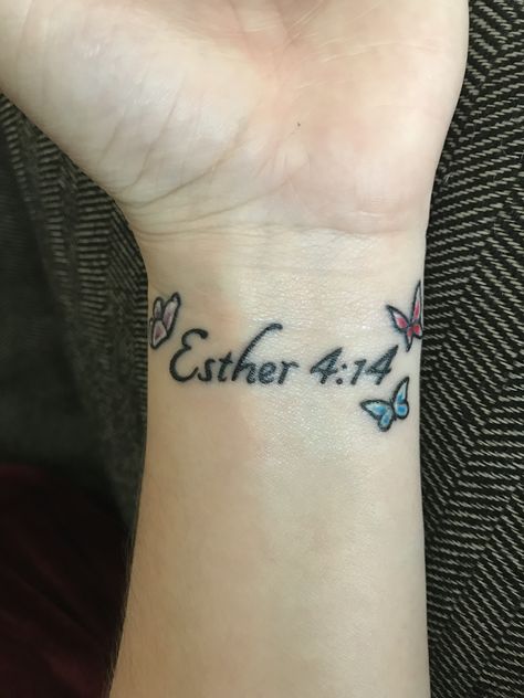 Ester 4:14 Tattoo, Esther Tattoo Bible, Esther 4:14 Tattoo, Esther 4:14, Ester Tattoo, Esther Tattoo, Faith Tattoos, Butterflies Tattoo, Biblical Tattoos