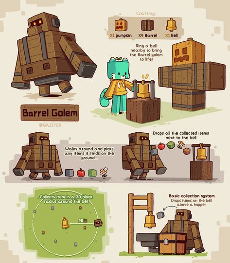 Gaziter 🌱 en X: "Barrel golem! I always liked the idea of having different golem types in minecraft so I came up with a new one https://t.co/a6sNOUpKGF" / X Minecraft Mobs Mod, Minecraft Concept, Mc Ideas, Minecraft Comics, Artist Character, Minecraft Images, Minecraft Drawings, All Minecraft, Ben 10 Comics