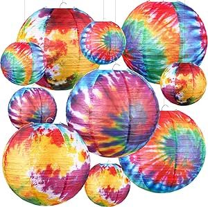 10 Pcs Tie Dyed Groovy Paper Lanterns Chinese/Japanese Lanterns Groovy Party Decorations Tie Dye Party Supplies Classroom Hanging Ceiling Decorations for Home Decor Parties Weddings (12 Inch/ 6 Inch) Woodstock Party Decorations, Tie Dye Decor, Groovy Party Decorations, Hang From Ceiling Decor, Tie Dye Birthday Party, Lanterns Chinese, Tie Dye Decorations, Tie Dye Birthday, Groovy Party