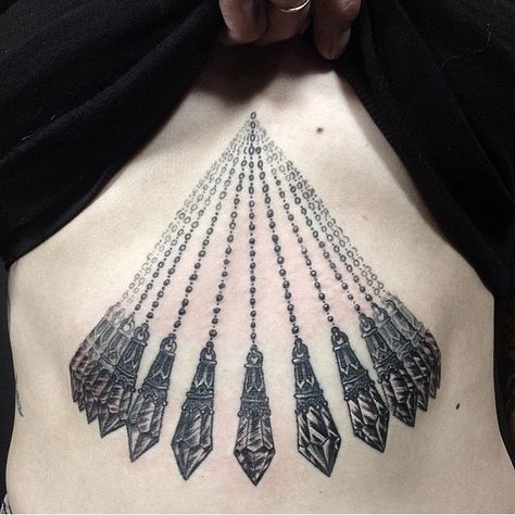 reminds me of a chandelier.  Tattoo by @danbones Pendulum Tattoo, Stippling Tattoo, Witchcraft Tattoos, Tattoos Symbols, Crystal Tattoo, Occult Tattoo, Tattoo Time, Witch Tattoo, Facial Tattoos