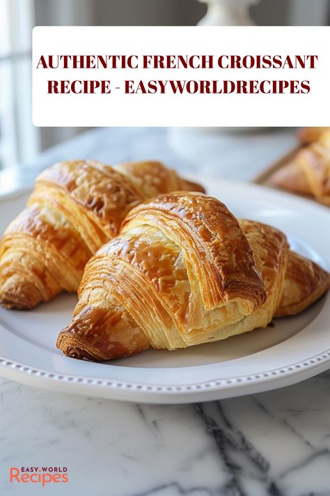 Authentic French Croissants are flaky, buttery pastries perfect for breakfast or a special treat. This croissant recipe is the essence of French baking. Traditional Croissant Recipe, Croissant Nutella, French Breakfast Recipes, Easy Croissant Recipe, French Bread Recipes, Croissant Recipes, Making Croissants, French Croissants, French Croissant