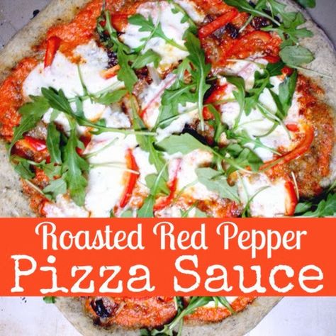 Roasted Red Pepper Pizza Sauce Roasted Red Pepper Pizza, Red Bell Pepper Sauce, Red Pepper Pizza, Bell Pepper Pizza, Basic Tomato Sauce, Roasted Red Bell Pepper, Pepper Pizza, Red Bell Peppers, Red Pepper Sauce