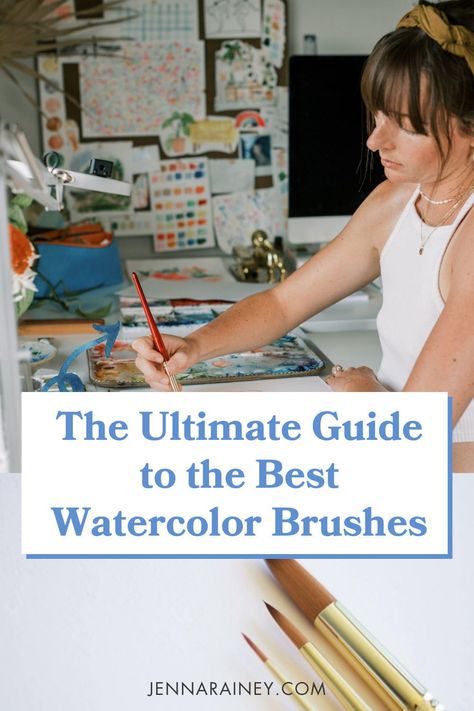 Watercolor Brushes For Beginners, Watercolor Painting Supplies, Best Round Brush, How To Paint Water, Jenna Rainey, Creative Painting Ideas, Round Paint Brush, Watercolor Crafts, Watercolor Art For Beginners