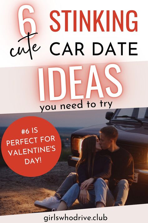 6 Stinking Cute Car Date Ideas you need to try... number 6 is perfect for Valentine's Day... couple kissing in front of their vehicle Movie In Car Date, Trunk Date Night Car, Car Picnic Date Ideas, Car Movie Date, Car Date Aesthetic, Car Date Ideas, Car Date Night, Drive In Movie Date, Affordable Date Ideas