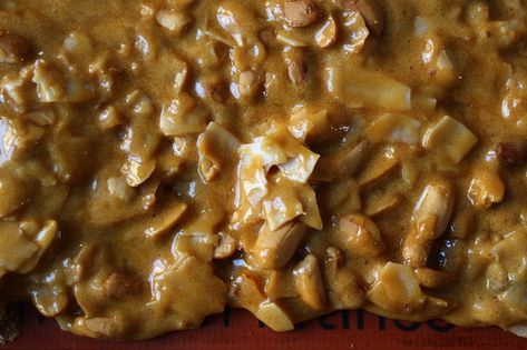 Peanut Brittle With Coconut, Coconut Peanut Brittle Recipe, Candyland Treats, Coconut Brittle, Brownie Brittle Recipe, Peanut Patties, Candied Nuts Recipe, Candy Homemade, These Things Happen