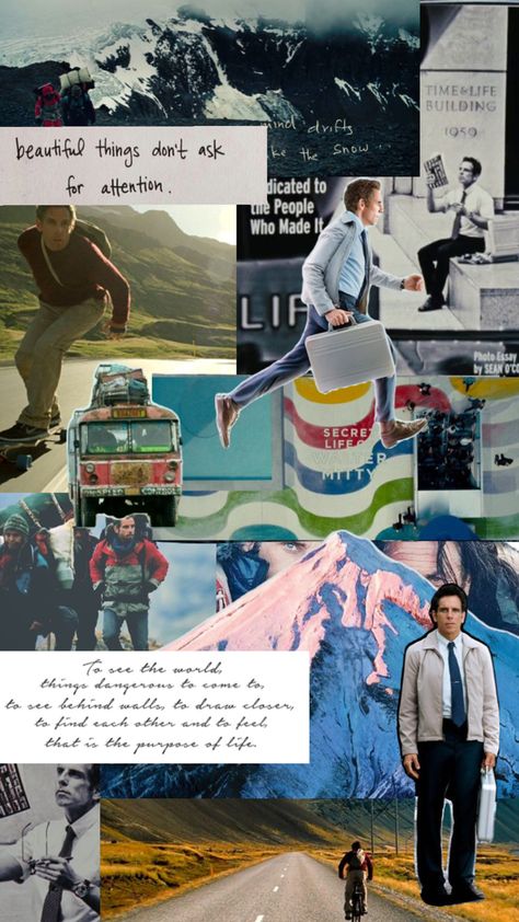 Mitty Movie, Secret Life Of Walter Mitty, Life Of Walter Mitty, Movie Collage, Walter Mitty, Time Life, Gig Posters, Photo Essay, Secret Life