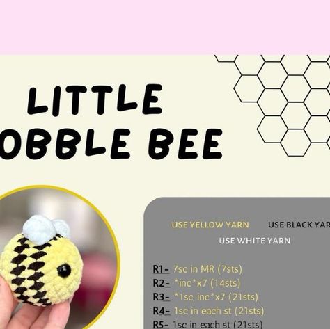 Crocheting Small Animals, Small Crochet Bee Pattern Free, Free Amigurumi Patterns No Sew, Mini Bee Crochet Pattern, Bee Crochet Patterns Free, Crochet Bee Pattern Free, Crochet Bees, Plushie Ideas, Crochet Stuffies