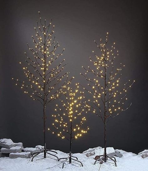 Lightshare Set of 3 Star Light Trees, Including 3 feet, 5 feet, and 6 feet, Warm White, Brown Bra... | Amazon (US) Lighted Tree Branches, Branches Diy, Outdoor Trees, Led Tree, Rustic Traditional, Branch Decor, Star Light, White Christmas Tree, Round Decor