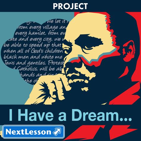 ELA & Social Studies Projects for Grade 3, 4, 5, 6, 7, & 8 | Students learn about Martin Luther King Jr., hear his unforgettable speech "I Have A Dream", and create their own I Have A Dream speech on something that they are passionate about changing in the world. Perfect for MLK Day! I Have A Dream Speech For Kids, Martin Luther King Reading Comprehension, Civic Responsibility, Martin Luther King Jr Writing Prompt, Mlk Speech I Have A Dream, Martin Luther King I Have A Dream, I Have A Dream Speech, Social Studies Projects, Self Monitoring