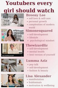 Youtubers To Watch, Female Youtubers, Tam Kaur, The Wizard Liz, Self Care Bullet Journal, Self Confidence Tips, Style Tattoo, Get My Life Together, Confidence Tips