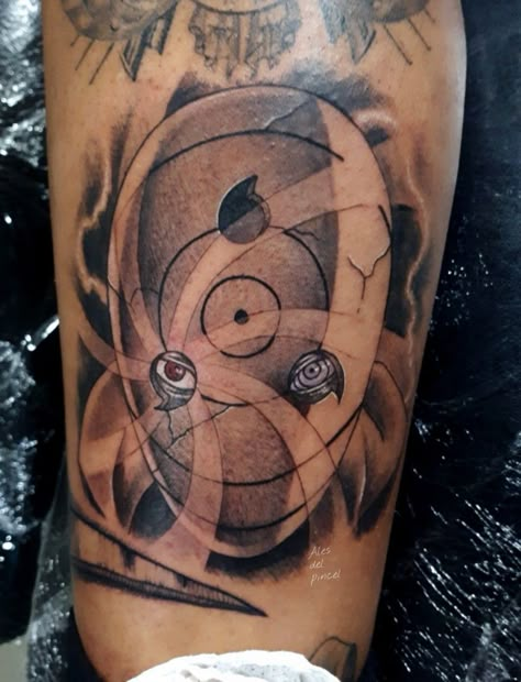 Obito tattoo Obito Uchiha Tattoo Ideas, Obito Tattoo Ideas, Obito Uchiha Sharingan, Obito Tattoo, Dragon Hand Tattoo, Arm Tattoos Lettering, Uchiha Sharingan, Gothic Alphabet, Animal Sleeve Tattoo