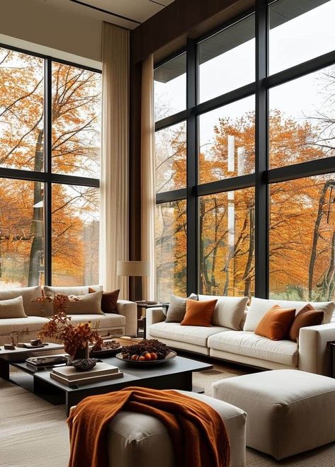 20+ Stunning Fall Living Room Ideas To Transform Your Home 71 Double Height Living Room Design, Make Christmas Wreath, Christmas Wreath Ornaments, Fall Living Room Ideas, Cozy Fall Living Room, Double Height Living Room, Warm Color Palettes, Cozy Decor Ideas, Make Christmas Decorations