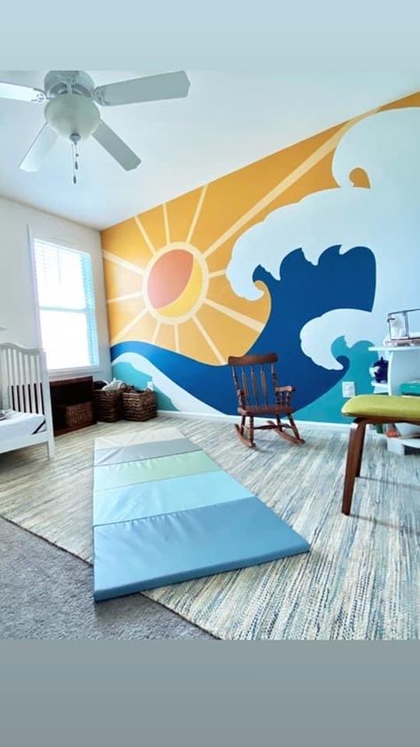 Playroom Mural, Ocean Bedroom, Ocean Mural, Bedroom Mural, Beach Mural, Wall Murals Diy, Kids Room Murals, Zen Room, School Wall Art