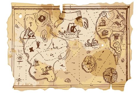 Vector treasure map vector cartoon hand ... | Premium Vector #Freepik #vector #fantasy-map #ancient-map #old-map #sea-map Map Illustrations, Pirate Map, Cartoon Map, Pirate Art, Adventure Map, Treasure Map, Hand Drawn Illustration, Vector Cartoon, Treasure Maps