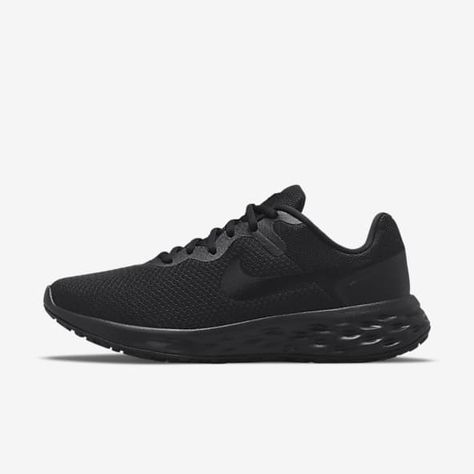 Womens Black Running Shoes. Nike.com Black Nike Shoes Women, Nike Tenis, Nike Trainer, Nike Revolution 6, Gymnastics Shoes, Black Nike Shoes, Running Shoes Black, Sneakers Collection, Tenis Nike