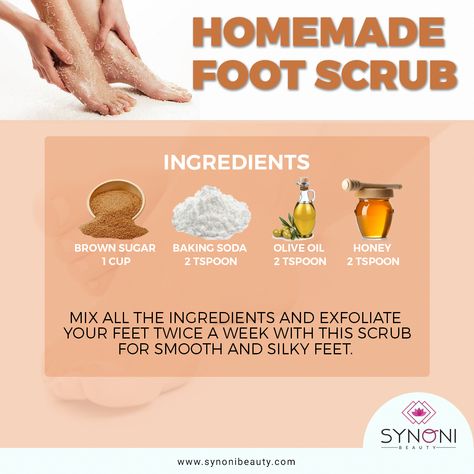 Foot Mask Diy, Soft Feet Remedy, Homemade Foot Scrub, Diy Foot Soak, Sugar Scrub Diy, Pedicure At Home, Foot Scrub, Diy Scrub, Foot Soak