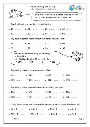 Revise doubling and halving Doubling And Halving Activities Grade 2, Halving And Doubling Worksheets, Doubling And Halving Activities, Halving Activities, Fun Multiplication Games, Doubling And Halving, Math Doubles, Math Worksheets For Kids, Mental Maths Worksheets