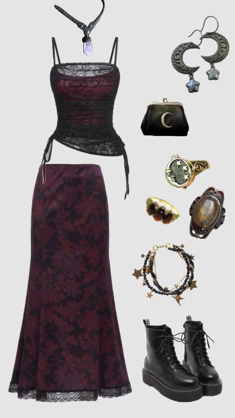 Whimsigoth outfit #whimsigoth #whimsical #whimsigothic #stevienicks #outfitinspo Witchy Outfits, Swaggy Outfits, Goth Outfits, Alternative Outfits, Really Cute Outfits, Aesthetic Outfits, Aesthetic Fashion, Alternative Fashion, Your Aesthetic