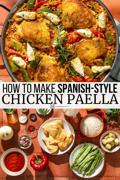 Chicken Paella Recipe Spanish, Chicken And Shrimp Paella Recipe, Easy Chicken Paella Recipe, Chicken Paella Recipe Authentic, Piaya Recipe Rice, Chicken Paella Recipe Easy, Paella Recipe Authentic, Chicken Paella Recipe, Vegetable Paella Recipe