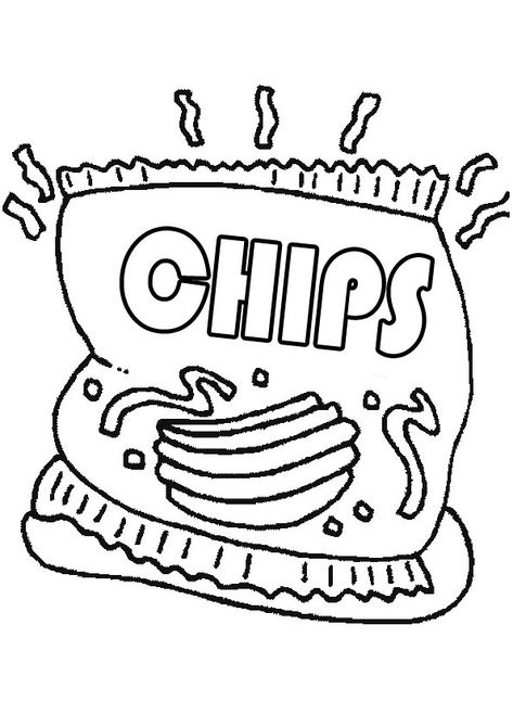 Chips Coloring Page for Kids. Free printable food and snacks Coloring Pages For kids download and print. Snack Coloring Pages, Chip Drawing, Chips Drawing, Snack Drawing, Tasty Chocolate Chip Cookies, Crispy Chips, Computer Chip, Food Coloring Pages, Budget Book