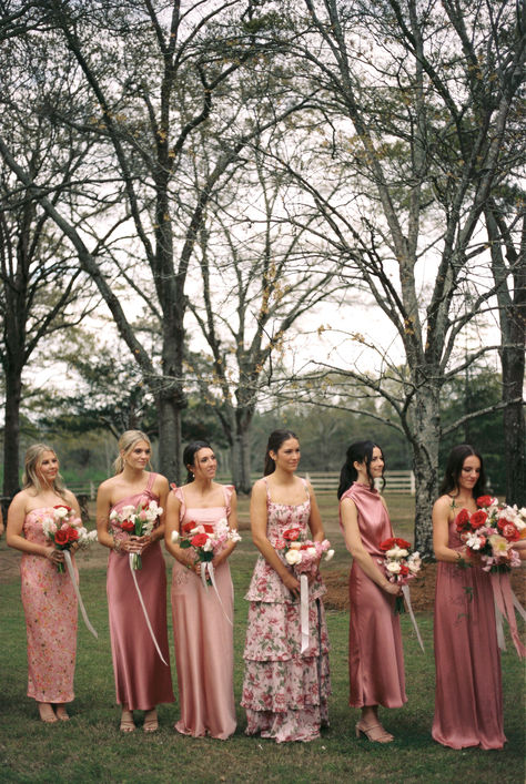 Creative Floral Design, Weddings, Styling + Event Design | Based in Atlanta, Serving the Southeast Pink Palette Bridesmaid Dresses, Deep Pink Bridesmaid Dresses, Dark Pink Bridesmaid Dresses, Wedding Colora, Dark Pink Wedding, Berry Bridesmaid Dresses, Rose Pink Bridesmaid Dresses, Bridesmaid Color, Creative Floral Design