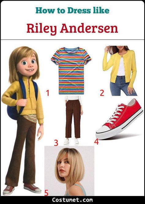 Riley Andersen's Costume from Inside Out for Cosplay & Halloween 2022 Inside Out Two Outfits, Riley Inside Out Costume, Inside Out Outfits, Inside Out Inspired Outfits, Inside Out 2 Outfit Ideas, Inside Out Outfit Ideas, Riley Inside Out, Inside Out Halloween Costume, Inside Out Cosplay