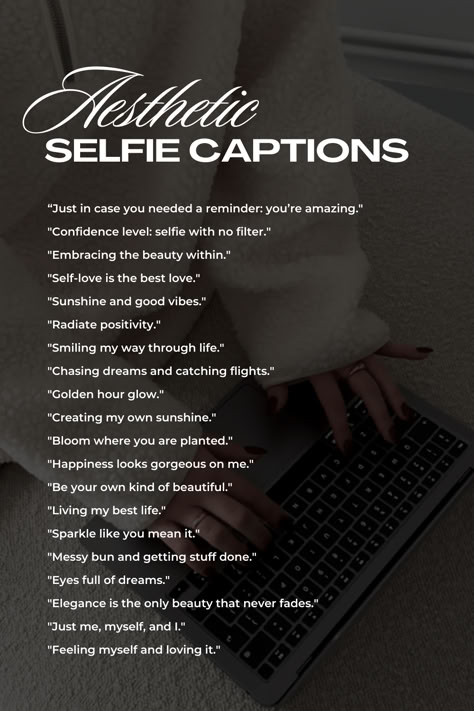 Aesthetic Selfie Captions - Quotes for Instagram & TikTok Caption For Elegant Picture, Post For Instagram Pictures Quotes, Modest Captions, Elegant Captions For Instagram, Selfie Captions Instagram Simple, Memories Caption, Self Pictures, Short Instagram Captions, Aesthetic Captions