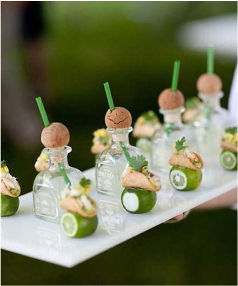 Mini Patron Bottles, Patron Bottle, Wedding Food Drink, Mini Tacos, Patron Tequila, Tacos And Tequila, Tequila Shots, 5 De Mayo, Munnar