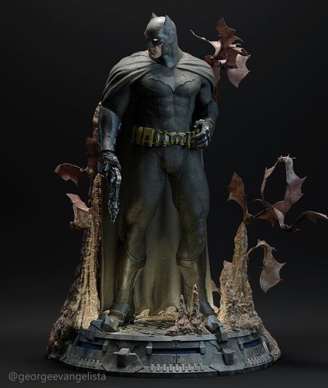 ArtStation - Batman - Statue, George Evangelista Batman Statue, Batman Concept, Character Statue, Batman Pictures, Superman Art, Batman Artwork, Batman Wallpaper, Arte Dc Comics, Batman Universe