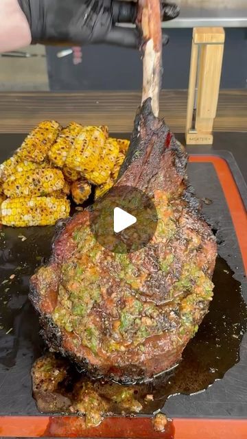 James Brown on Instagram: "Honey Sriracha Grilled Steak with Corn Ribs 🤩 Made with my Gen 2 @meatermade Plus 🔥 . #steak #corn #bbq #dinner #food" Corn Bbq, Cowboy Butter Recipe, Glazed Pork Chops Recipes, Corn Ribs, Smoked Prime Rib, Grilled Ribeye Steak, Grilled Ribeye, Porterhouse Steak, Bbq Dinner