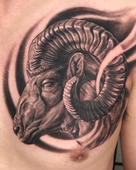 Aries Realistic Tattoo, Ram Head Tattoo Design, Ram Tattoo For Men, Ram Head Tattoo, Aries Tattoo For Men, Goat Tattoo Design, Ram Tattoo Design, Goat Skull Tattoo, Tattoo Ram