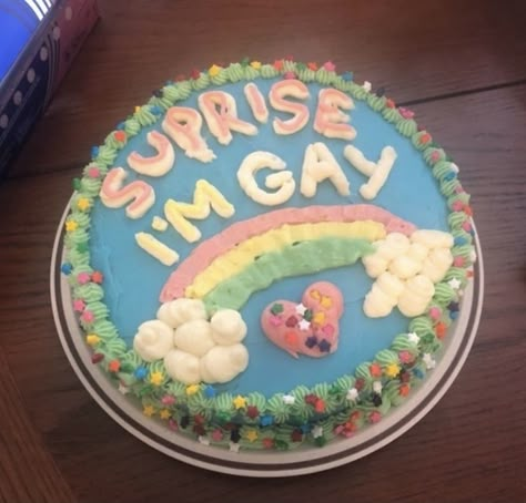 Gay Birthday Cake, Coming Out Cake, Cake Ideas Funny, Funny Cake Designs, Cake Designs Funny, Funny Cake Ideas, Silly Cakes, Goofy Cake, Cursed Cakes