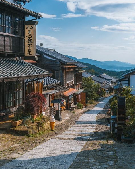 Japanese Town Photography, Magome Japan, Traditional Japanese Town, Magome Juku, Japan Town, Historical Japan, Japan Village, Rural Japan, Japanese Town