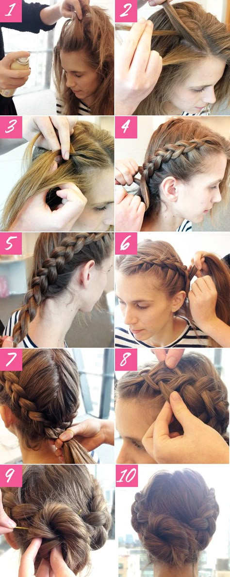 Easy step by step tutorial to create a braided double bun. Easy Updo Hairstyles Tutorials, Easy Braided Updo, Updo Hairstyles Tutorials, Easy Updo Hairstyles, Braided Bun Hairstyles, Long Hair Tutorial, Braid Hairstyle, Fishtail Braid, Popular Haircuts