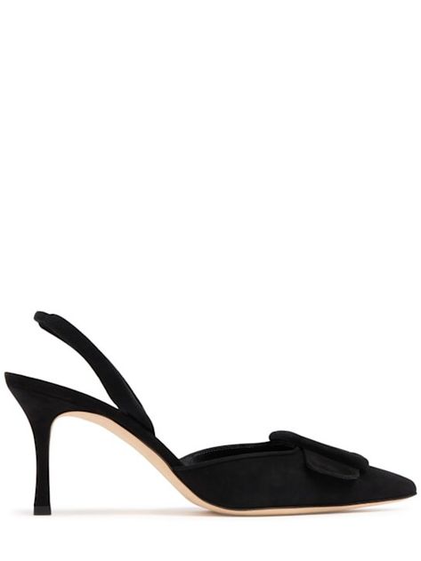 70mm maysli suede slingback pumps - Manolo Blahnik - Women  | Luisaviaroma Ski Accessories, Mule Sandals, Flat Espadrilles, Slingback Pump, Heeled Loafers, Black Pumps, Manolo Blahnik, Hair Jewelry, Wedge Shoes