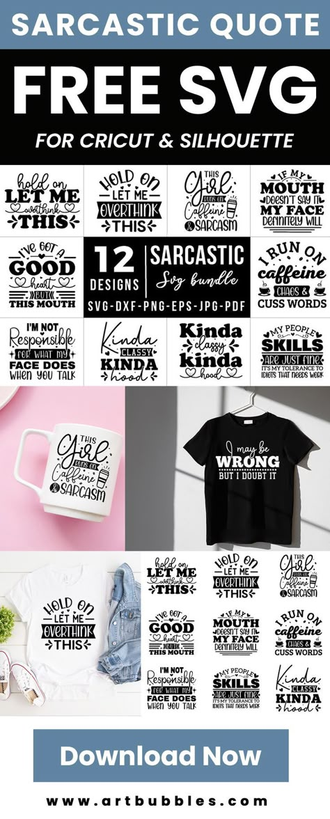 Free SVG | Sarcastic Quotes Free SVG Bundle Free Svg Files For Cricut Bundle Cricut, Free Decals Downloads, T Shirt Design Svg Free, Sarcasm Svg Free, Crichton Tshirt Ideas, Sassy Svg Files Free, Funny Quotes Svg Free, Sarcastic Svg Files Free, Eps Files Free Download