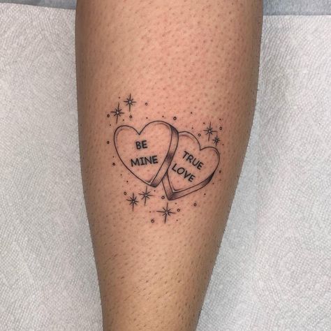 Candy Hearts Tattoo, Candy Heart Tattoo, Candy Tattoo, Inner Arm Tattoos, Hearts Tattoo, Heart Tattoo Designs, Candy Hearts, Great Tattoos, Best Candy