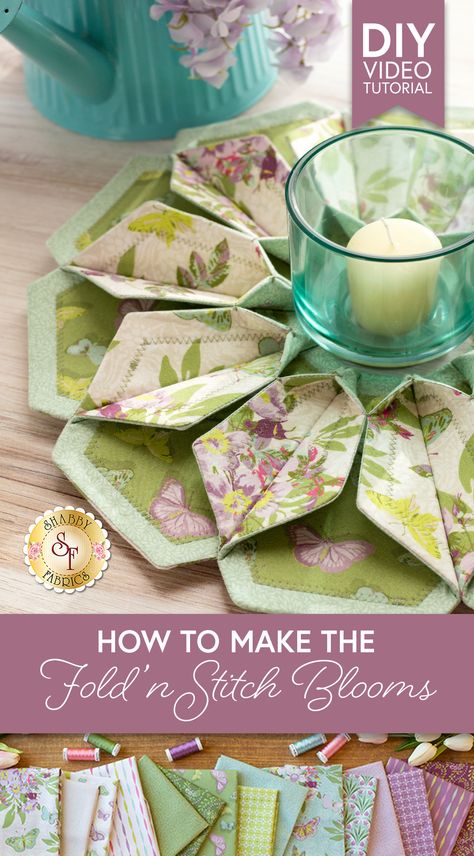 Candle Mats Patterns Free, Shabby Fabrics Tutorials, Origami Candle Mat, Origami Candle, Fabric Wreath Tutorial, Candle Mats Patterns, Missouri Star Quilt Company Tutorials, Diy Videos Tutorials, Missouri Star Quilt Company