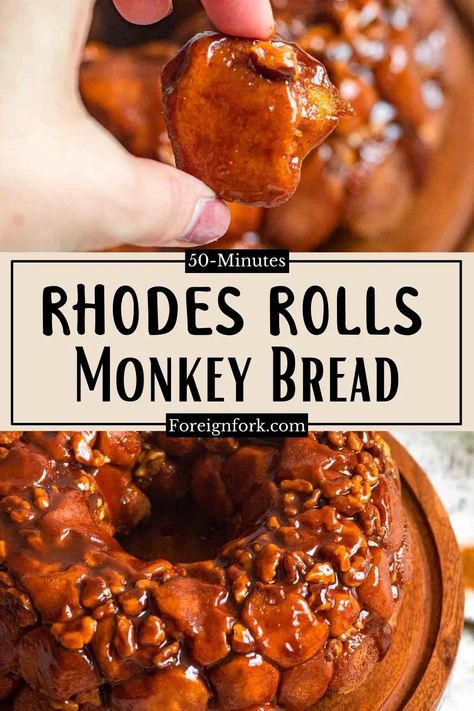 Sticky sweet Monkey Bread is a treat everyone enjoys, and this recipe using Rhodes Rolls makes baking this delicious dish easy and quick. With only 6 ingredients, this is the perfect treat to prepare for an extra sweet breakfast or afternoon snack! Monkey Bread Using Rhodes Rolls, Monkey Bread With Frozen Dinner Rolls, Rhodes Monkey Bread, Rhodes Rolls Monkey Bread, Rhodes Rolls Recipes, Monkey Breads, Sweet Monkey, Rhodes Dinner Rolls, Rhodes Rolls